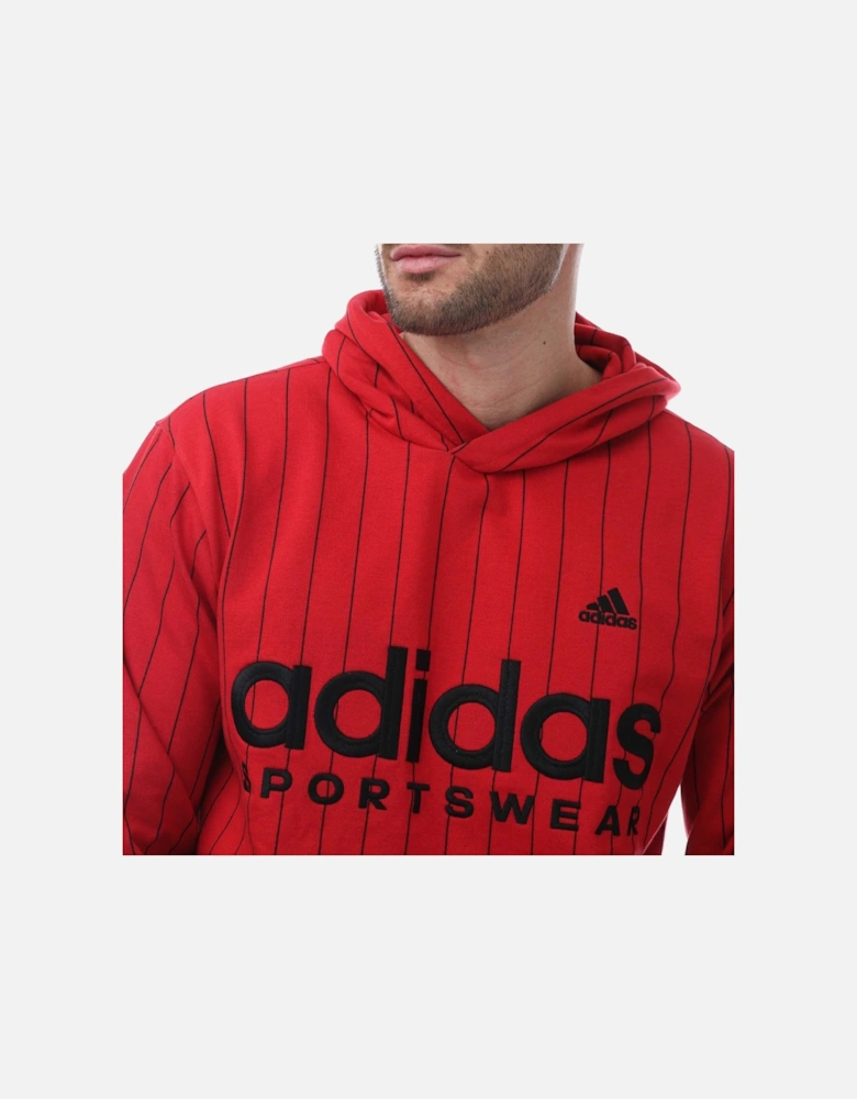 Mens Pinstripe Fleece Hoodie