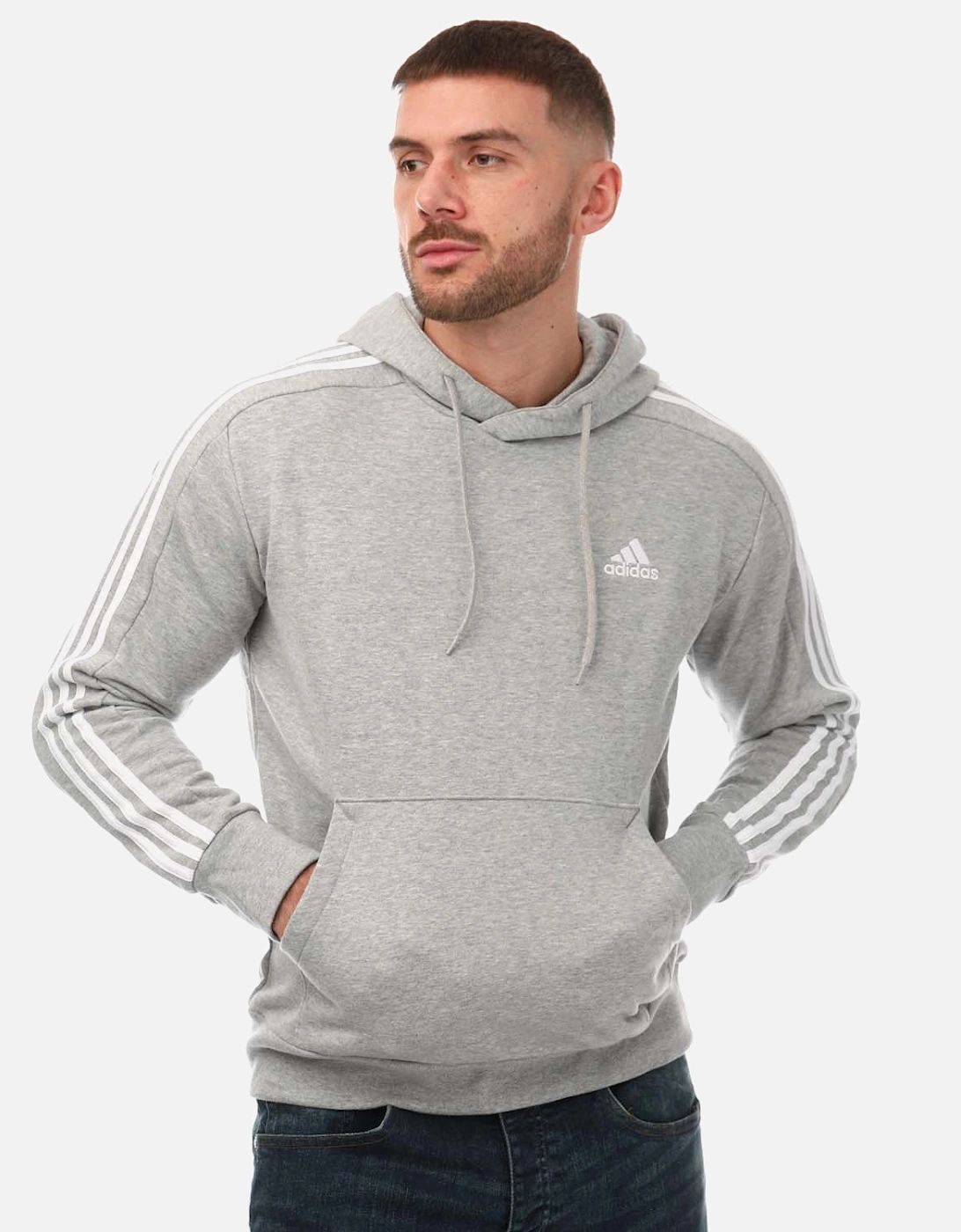 Mens Essentials 3 Stripes French Terry Hoodie, 5 of 4
