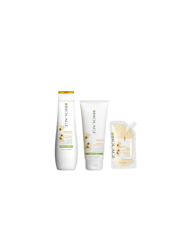 SmoothProof Shampoo, Conditioner and Deep Hair Treatment Routine for Frizzy Hair - Biolage
