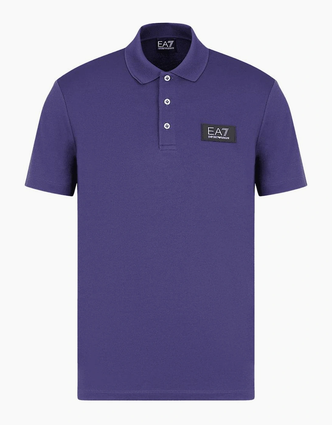 Ea7 Men's Blue Rubberised Stamp Logo Violet Polo Shirt  44 Xxl