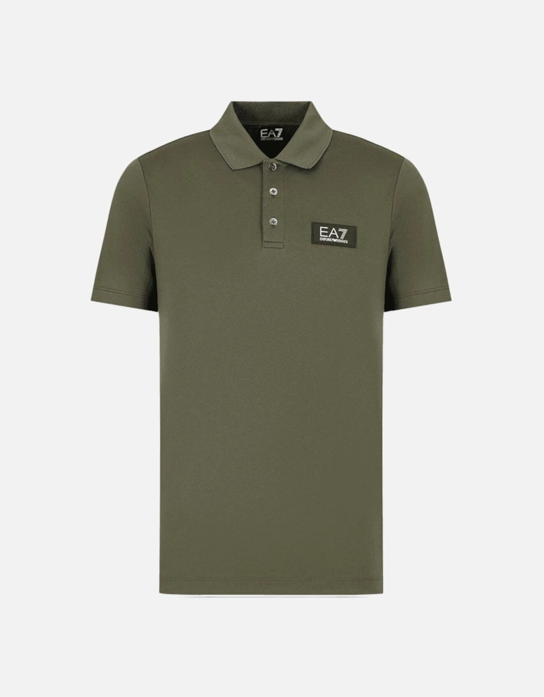 Rubberised Stamp Logo Khaki Green Polo Shirt