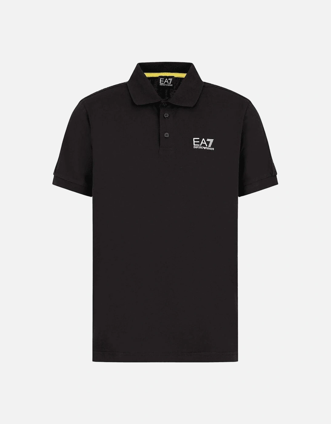 Cotton Tape Logo Short Sleeve Black Polo Shirt, 4 of 3