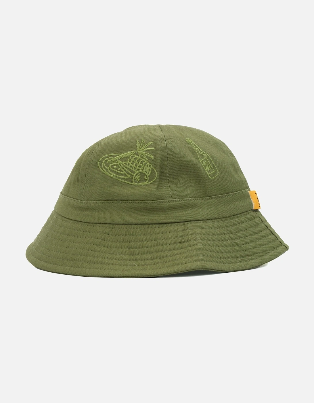 Mardi Embroidered Pattern Olive Bucket Hat, 3 of 2