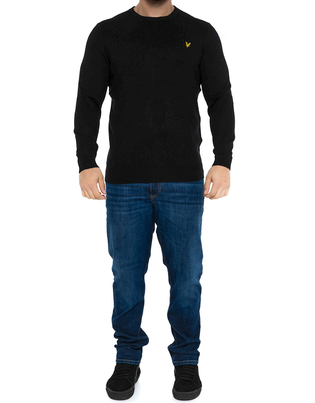 Lyle & Scott Mens Cotton Merino Crew Knit Jumper (Black)