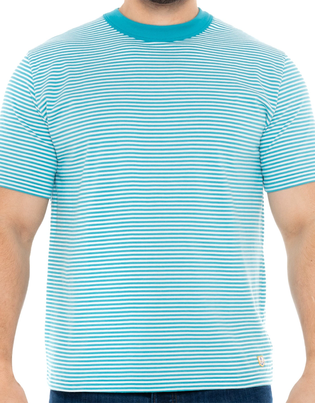 Armor Lux Mens Heritage Striped T-Shirt (Turquoise), 8 of 7