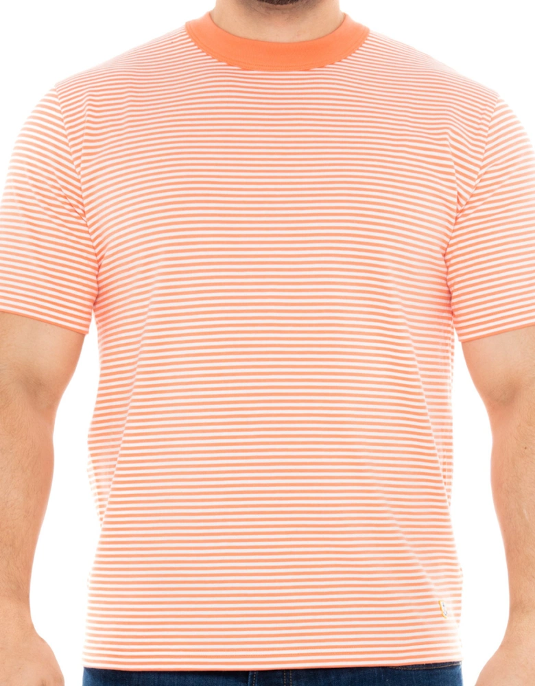 Armor Lux Mens Heritage Striped T-Shirt (Coral)