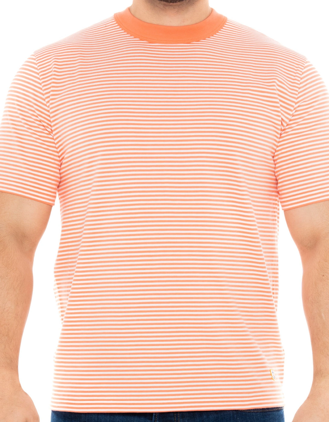 Armor Lux Mens Heritage Striped T-Shirt (Coral), 8 of 7