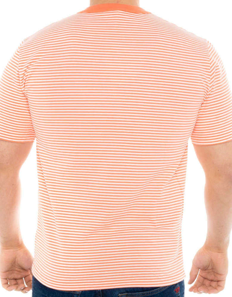 Armor Lux Mens Heritage Striped T-Shirt (Coral)