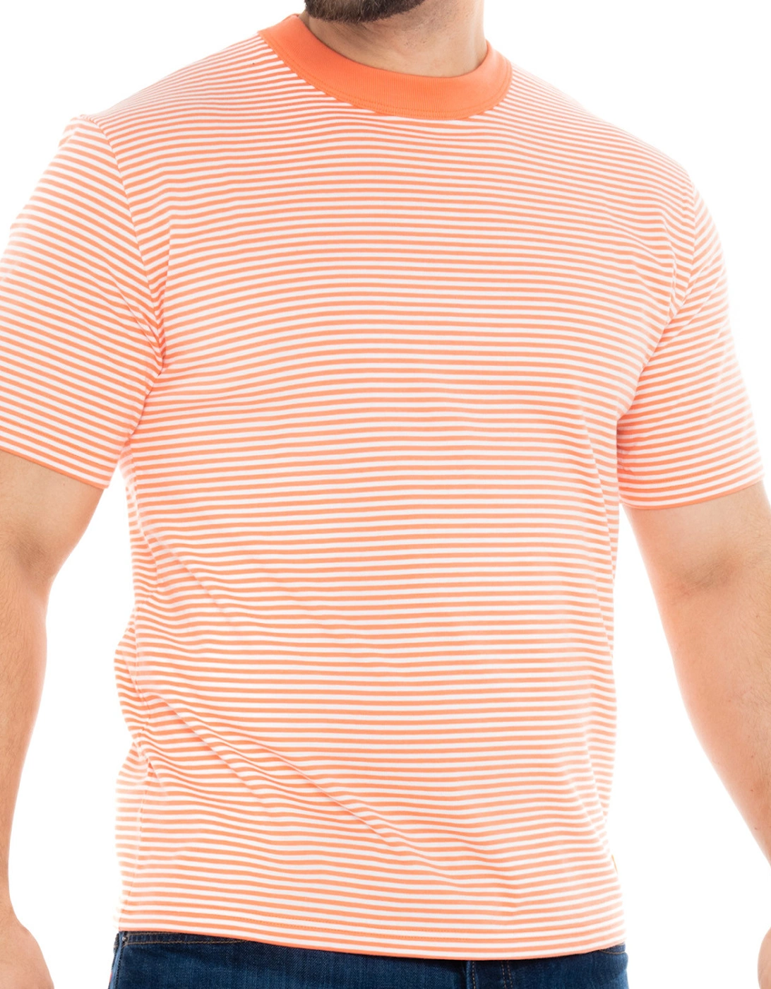 Armor Lux Mens Heritage Striped T-Shirt (Coral)