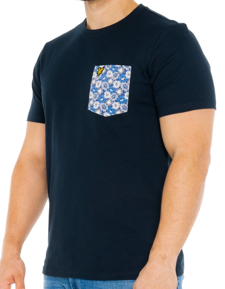 Lyle & Scott Mens Floral Print Pocket T-Shirt (Dark Navy)