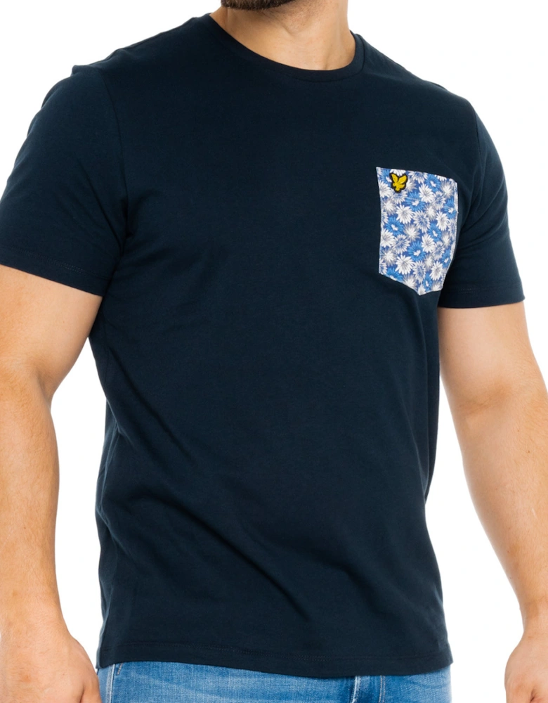 Lyle & Scott Mens Floral Print Pocket T-Shirt (Dark Navy)