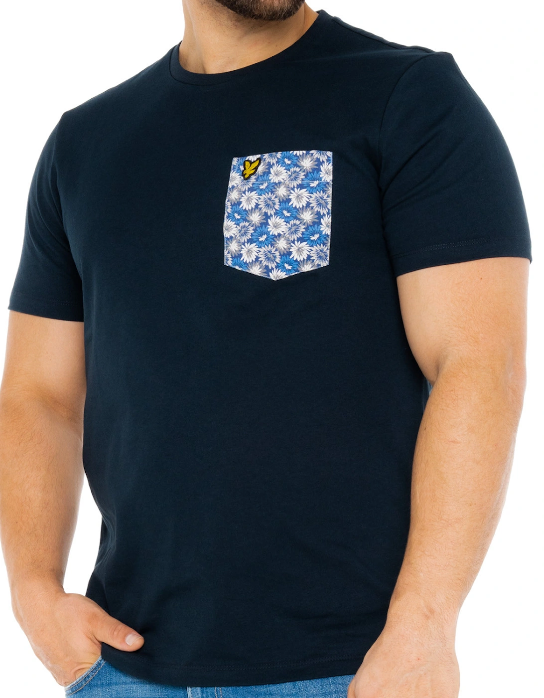 Lyle & Scott Mens Floral Print Pocket T-Shirt (Dark Navy)