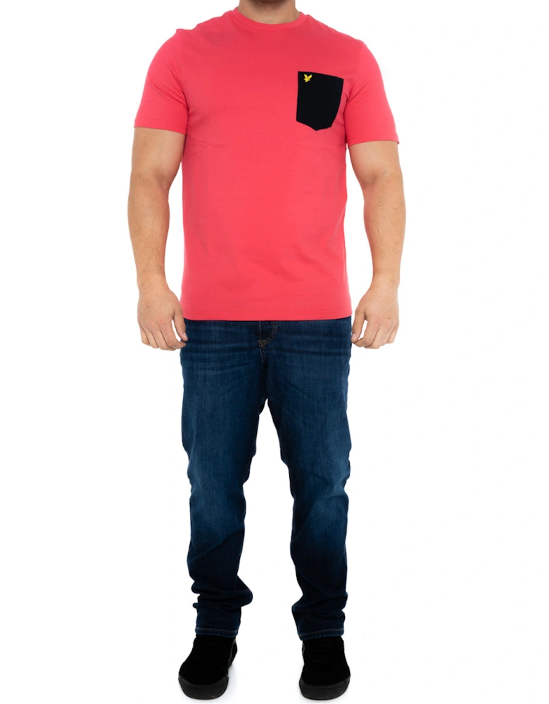 Lyle & Scott Mens Contrast Pocket T-Shirt (Pink/Navy)