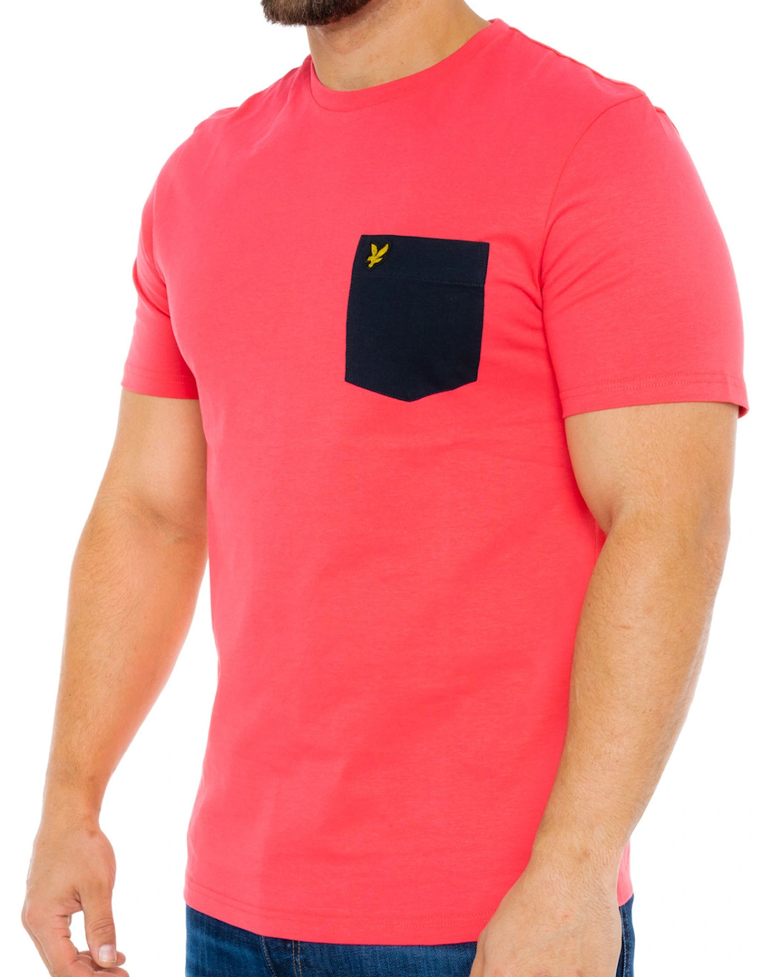 Lyle & Scott Mens Contrast Pocket T-Shirt (Pink/Navy)