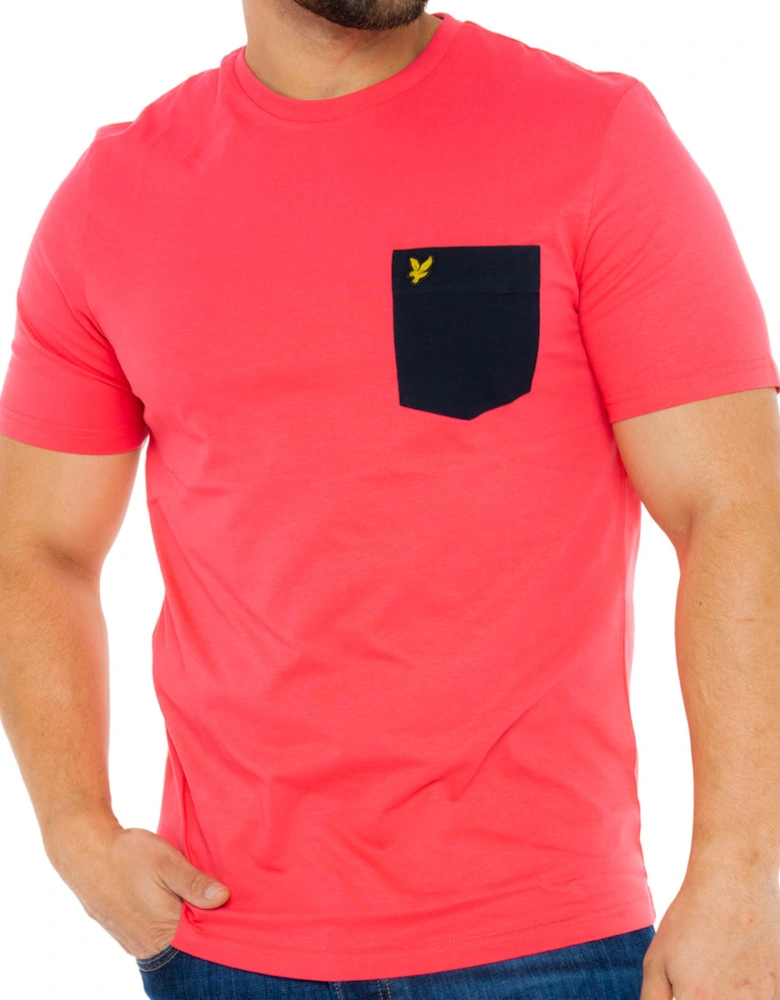 Lyle & Scott Mens Contrast Pocket T-Shirt (Pink/Navy)