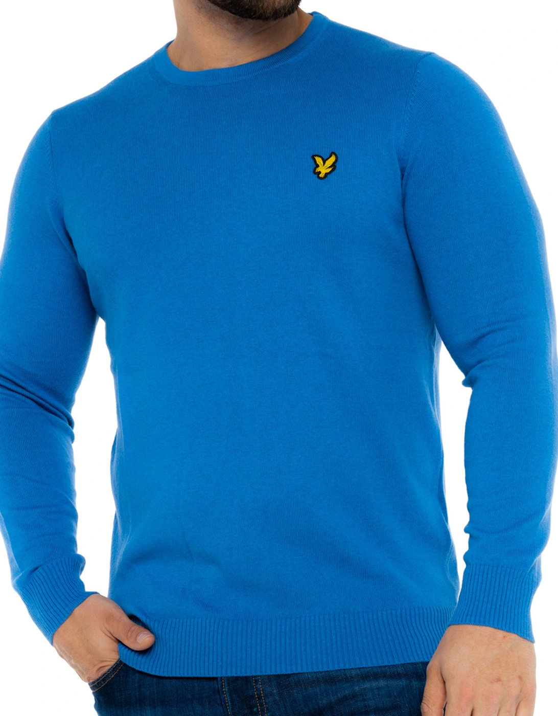 Lyle & Scott Mens Cotton Merino Crew Knit Jumper (Blue)