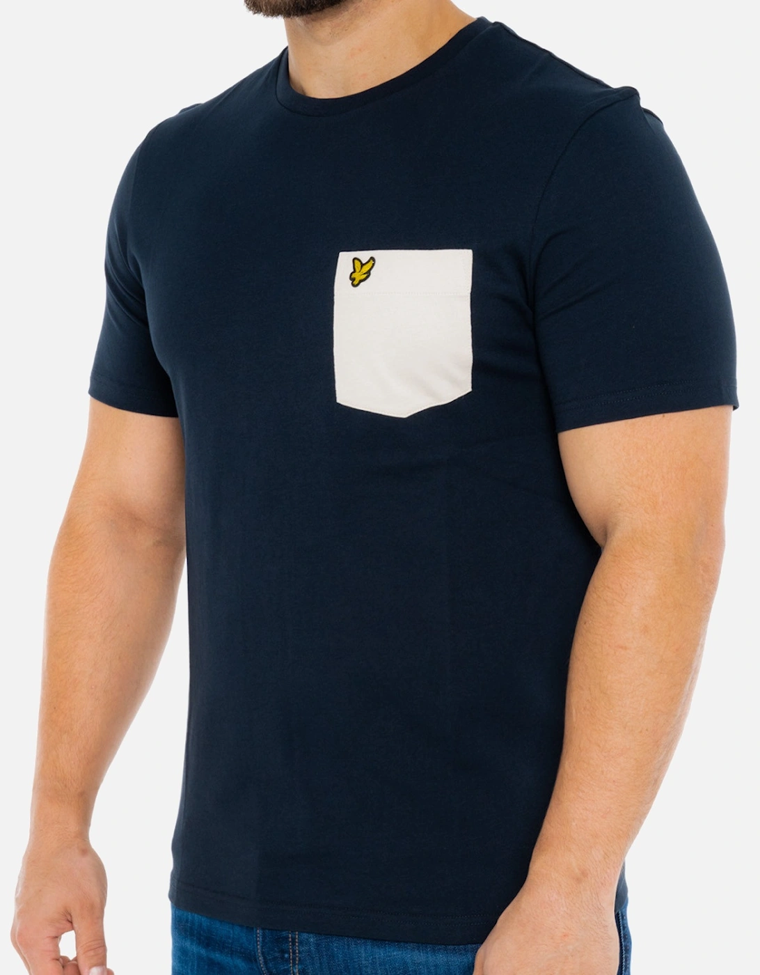 Lyle & Scott Mens Contrast Pocket T-Shirt (Navy/Beige)