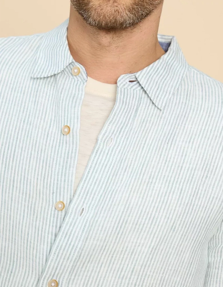 Men's Pembroke Long Sleeve Linen Stripe Shirt Blue Multi