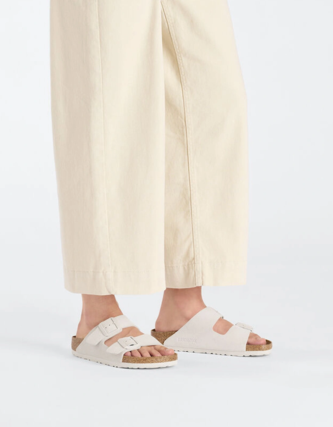 Birkenstock Women's Arizona Suede Leather Sandal Narrow Fit Antique White