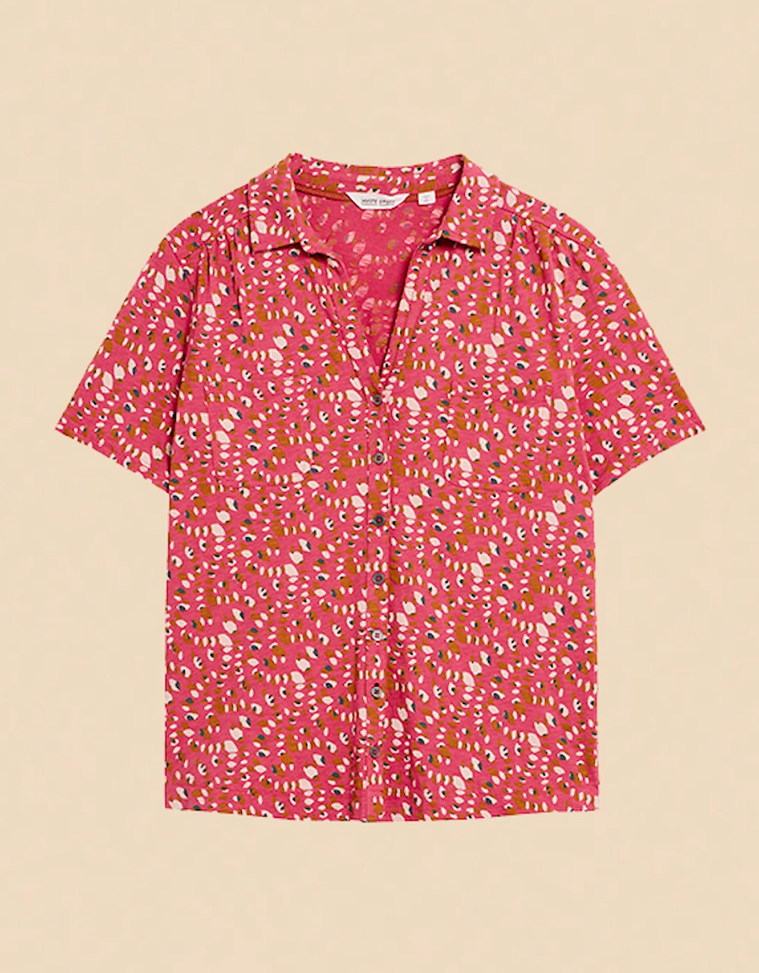 Women's Penny Pocket Jersey Shirt Pink Print, 3 of 2