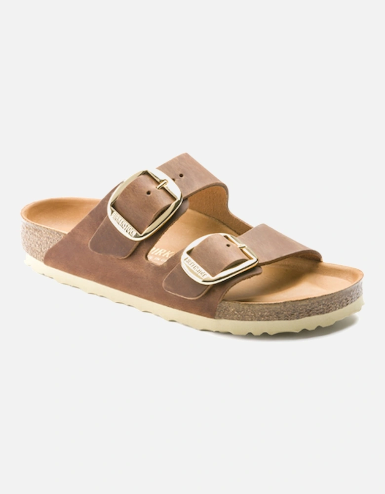 Birkenstock Women's Arizona Big Buckle Oiled Leather Sandal Narrow Fit Cognac