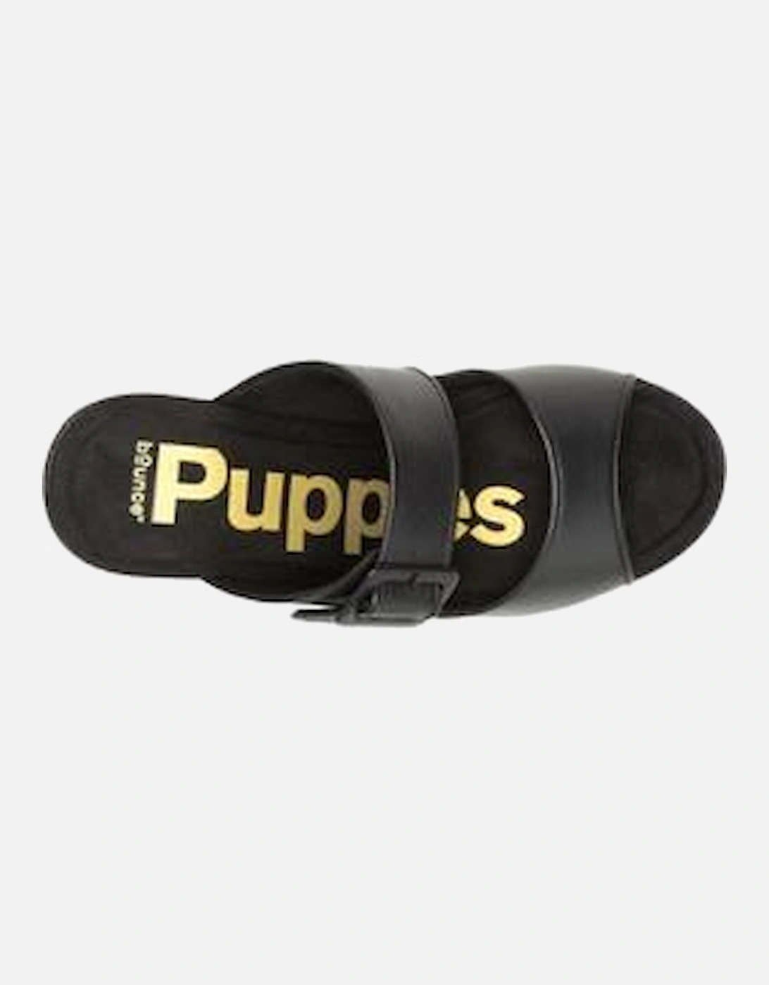 - Poppy Buckle Slides in Black (wide fit)