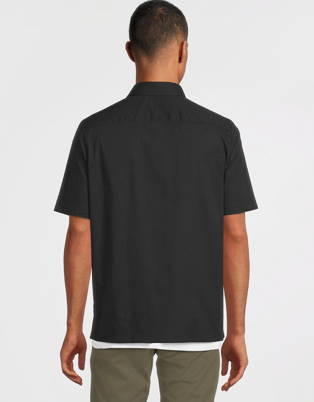 Poplin Stretch Short Sleeve Regular Shirt - Black