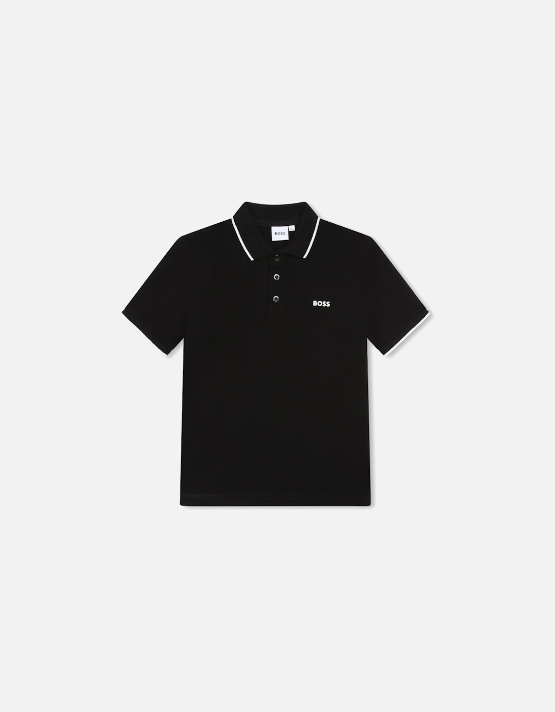 Youths Tipped Trim Polo Shirt (Black), 4 of 3