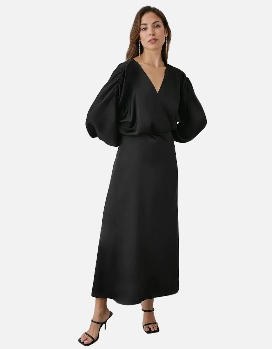 Womens/Ladies Wrap Batwing Sleeve Midi Dress, 5 of 4