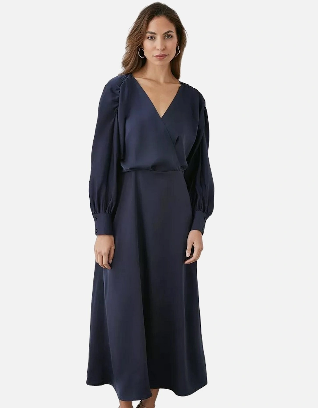 Womens/Ladies Wrap Batwing Sleeve Midi Dress, 5 of 4