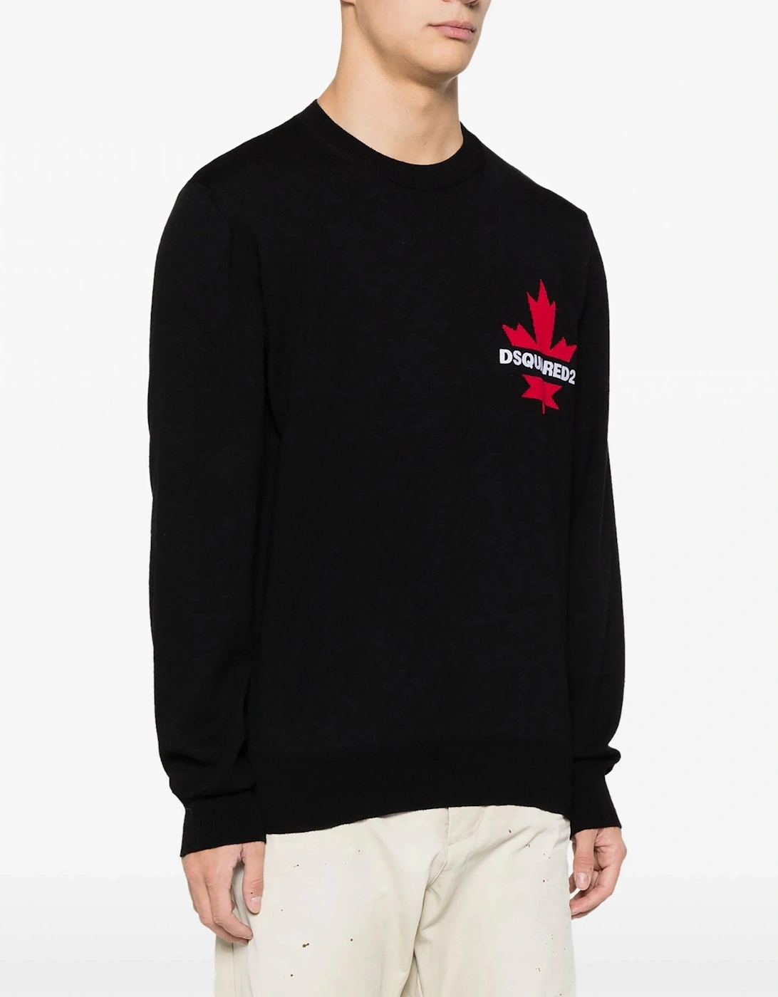 Woven Maple Leaf Sweater Black