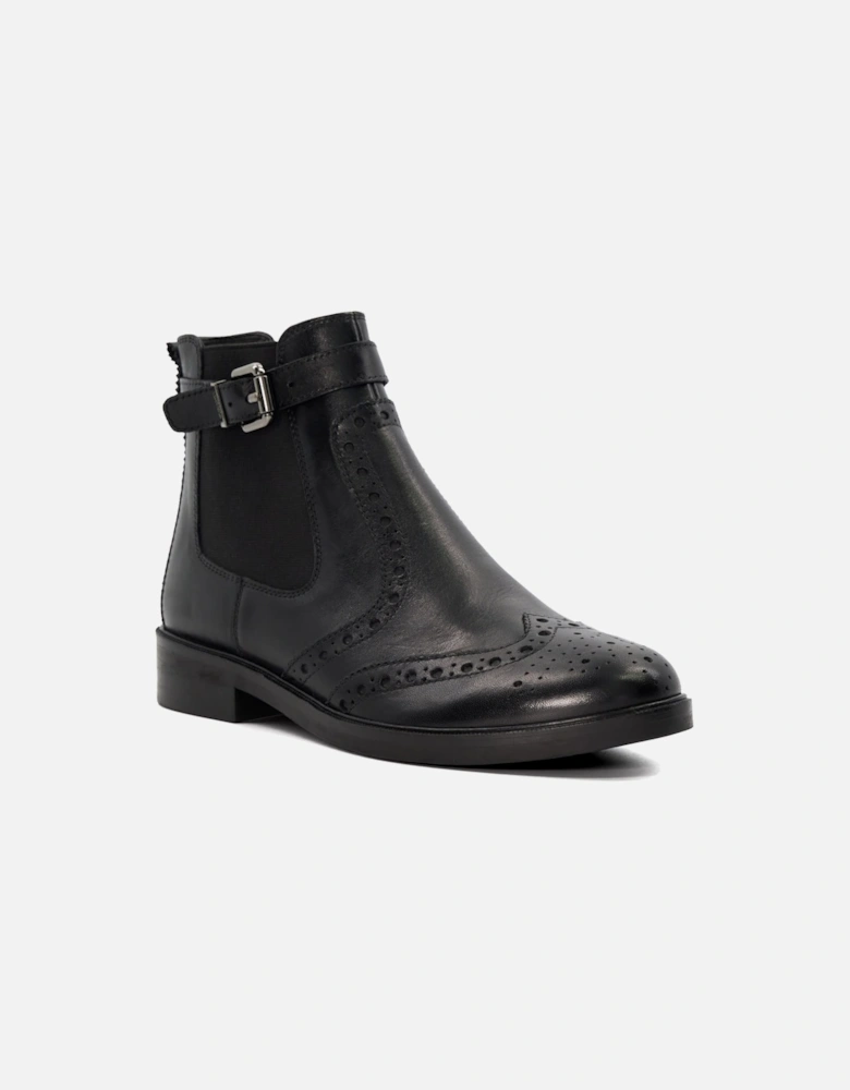 Ladies Question - Brogue Detail Leather Chelsea Boots