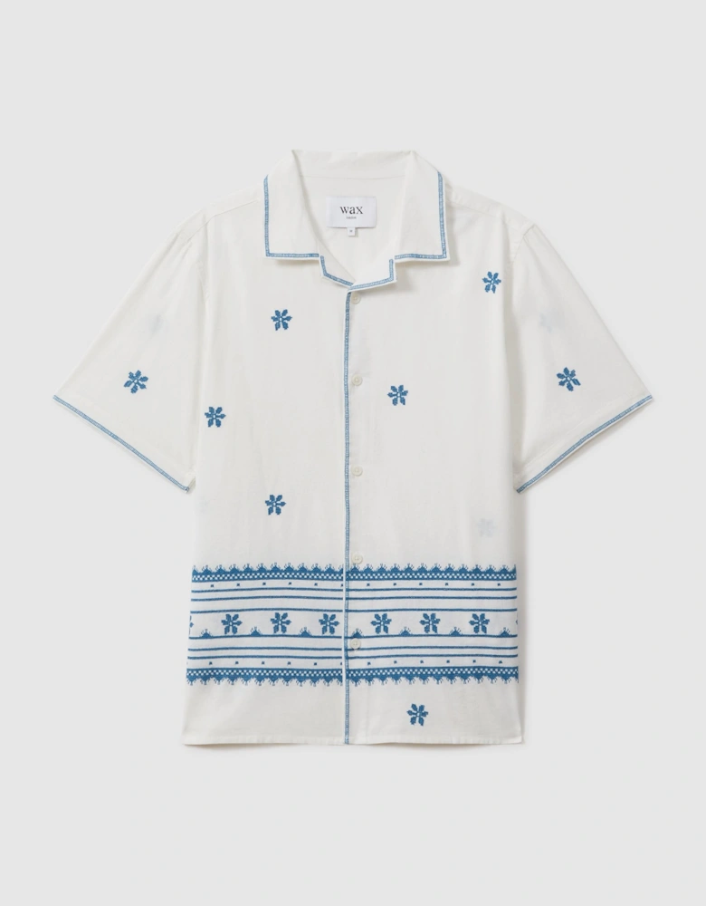 Wax London Relaxed Cotton Linen Embroidered Shirt