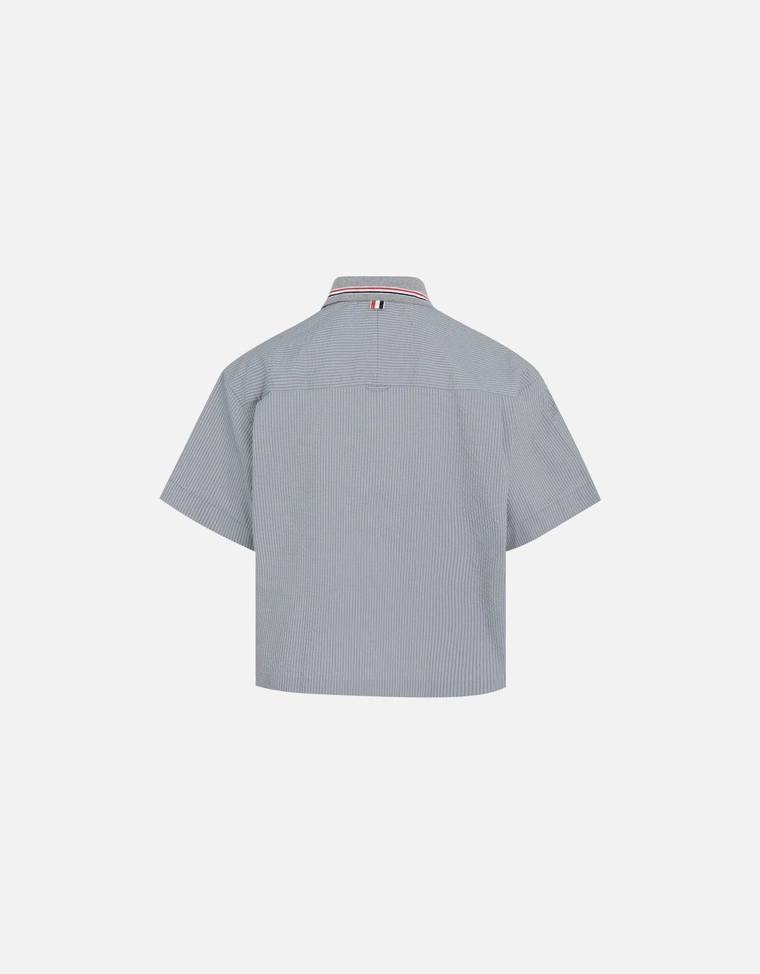 Knit Collar Rugby Seersucker Shirt Grey