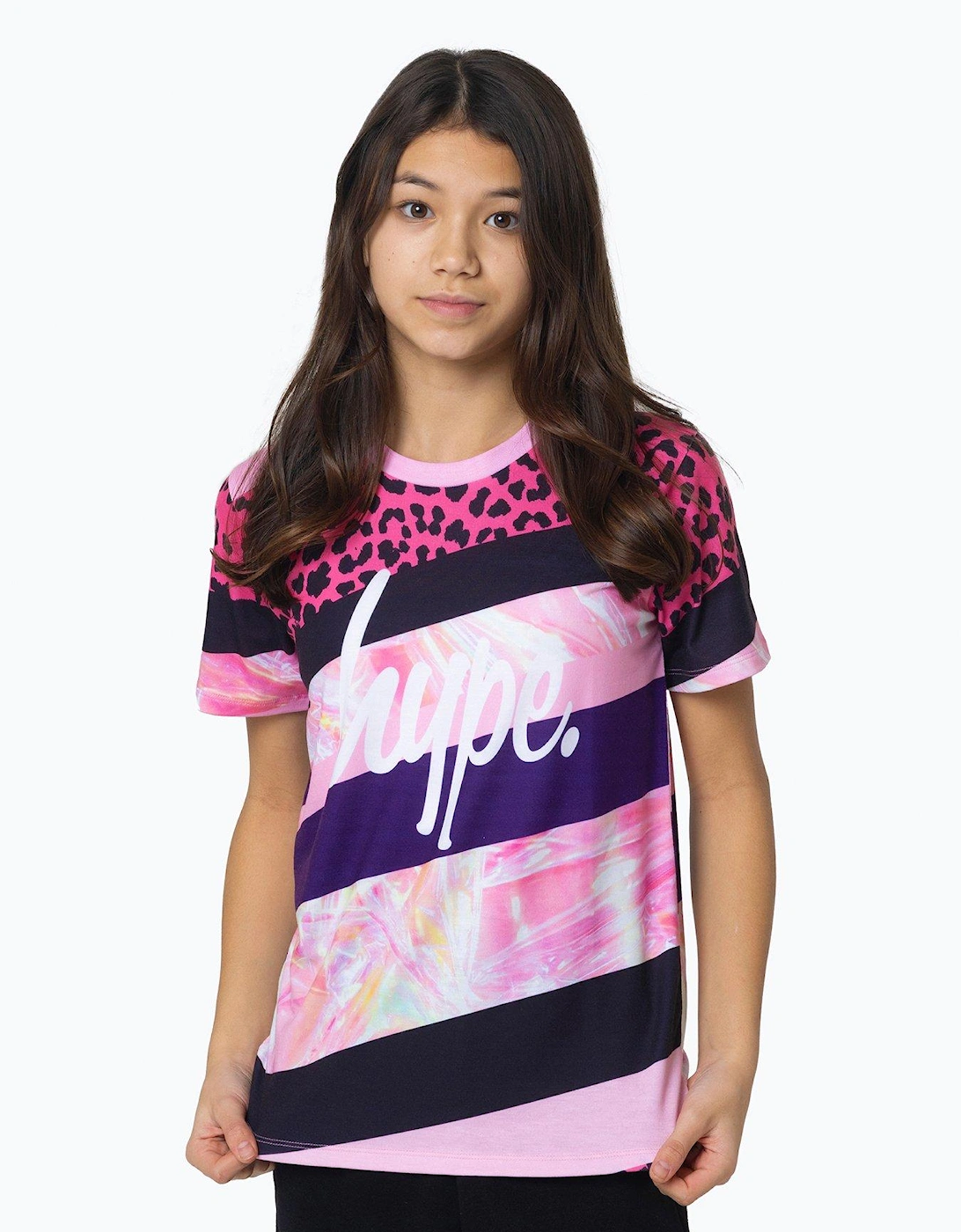 Girls Multi Dark Pink Stripe T-shirt, 5 of 4