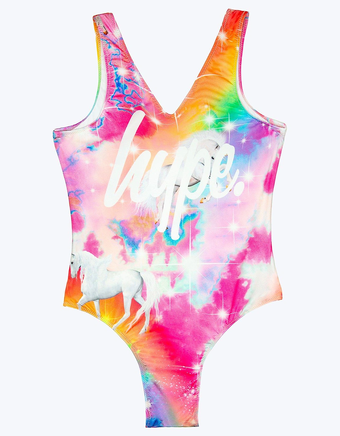 Girls Multi Rainbow Unicorn Sparkle Swimsuit, 3 of 2