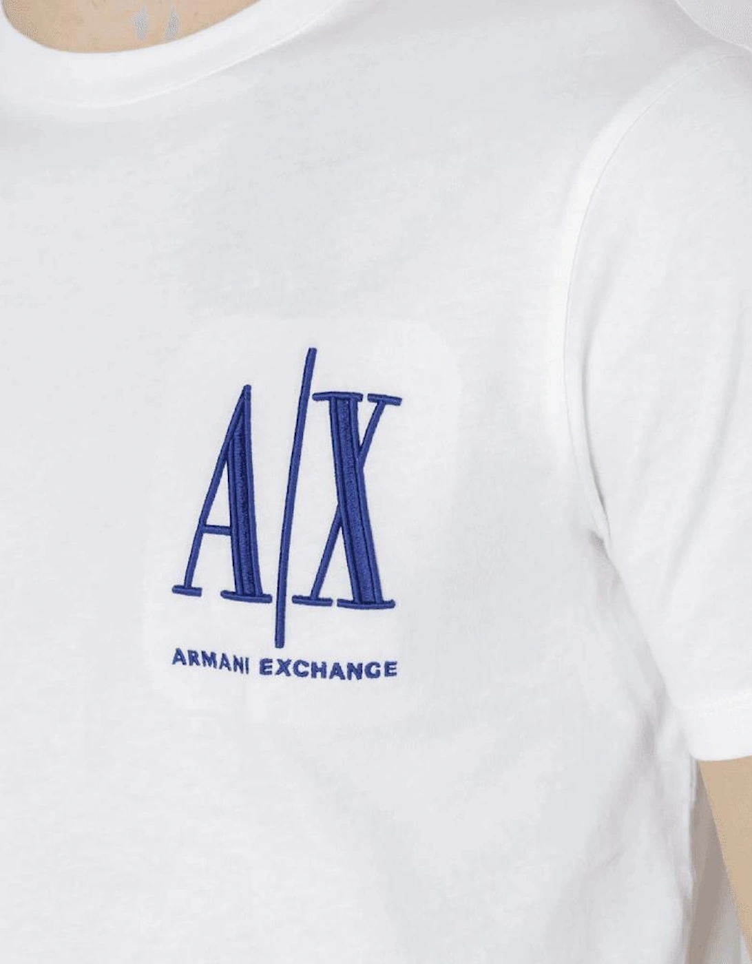 Cotton Embroidered Logo White/Blue T-Shirt