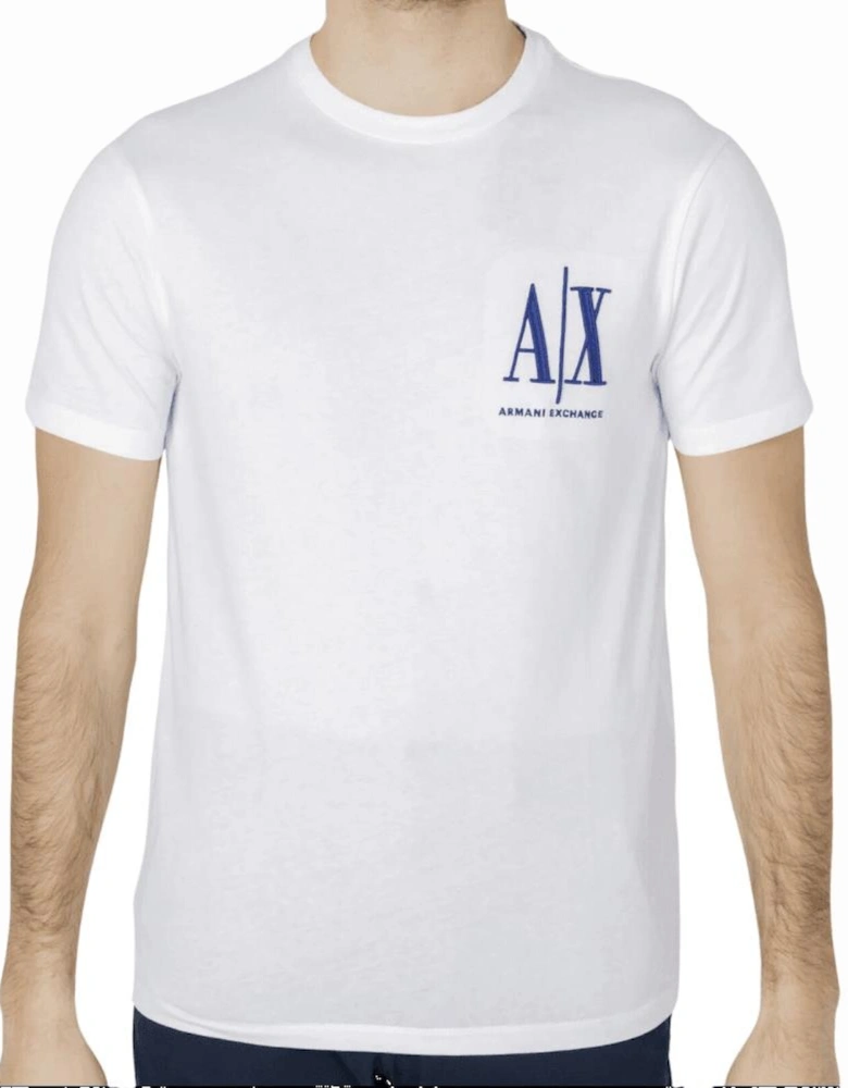 Cotton Embroidered Logo White/Blue T-Shirt