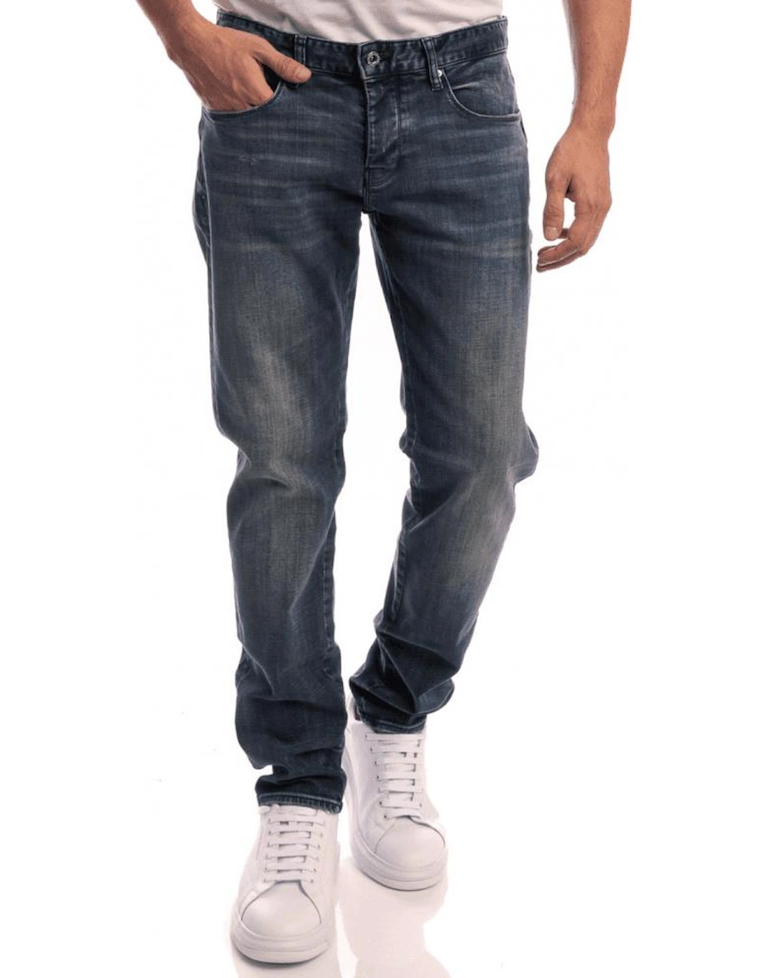 Cotton Tailored Skinny Fit Indigo Blue Jeans, 4 of 3