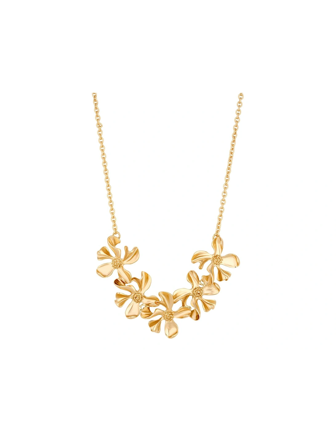 Gold Polished Dipped Flower Graduated Collar Necklace, 2 of 1