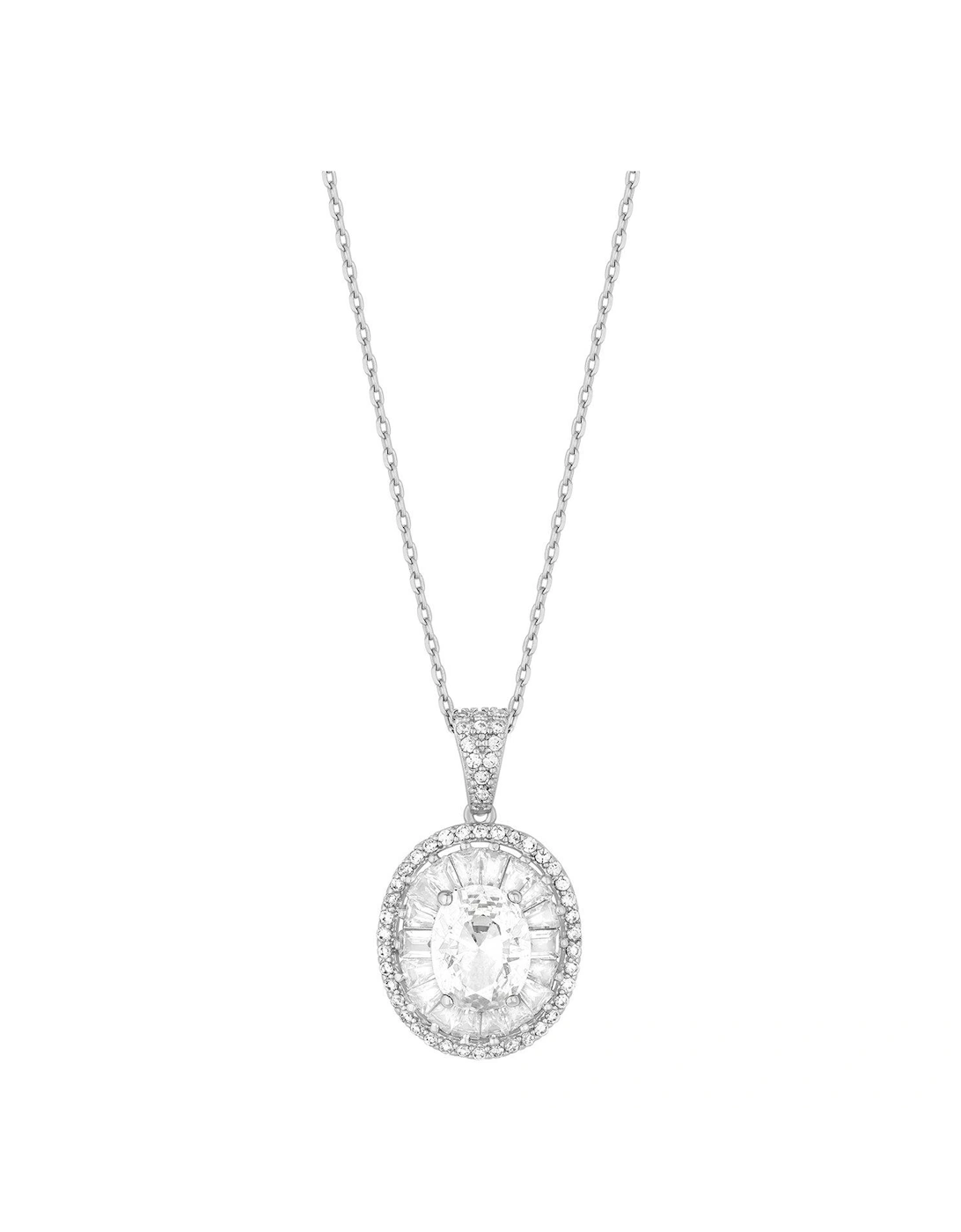 Rhodium Plated Cubic Zirconia Statement Crystal Pendant Necklace, 2 of 1