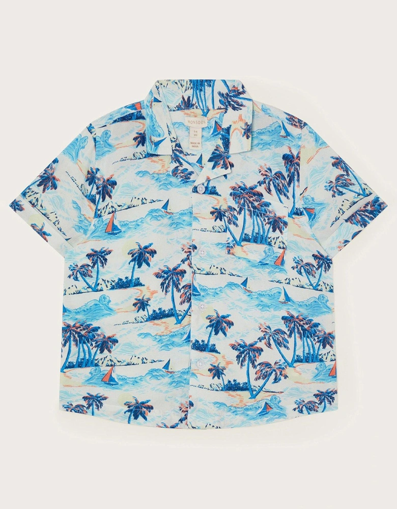 Boys Palm Print Shirt - Multi