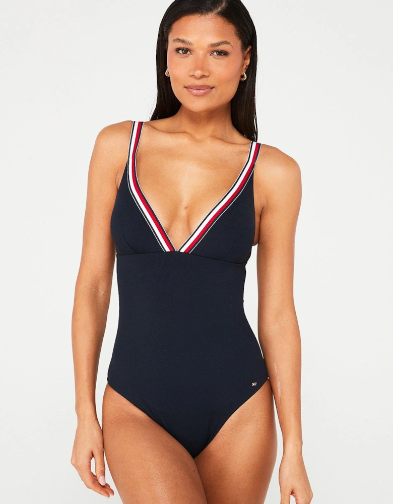 Global Stripe Swimsuit - Navy