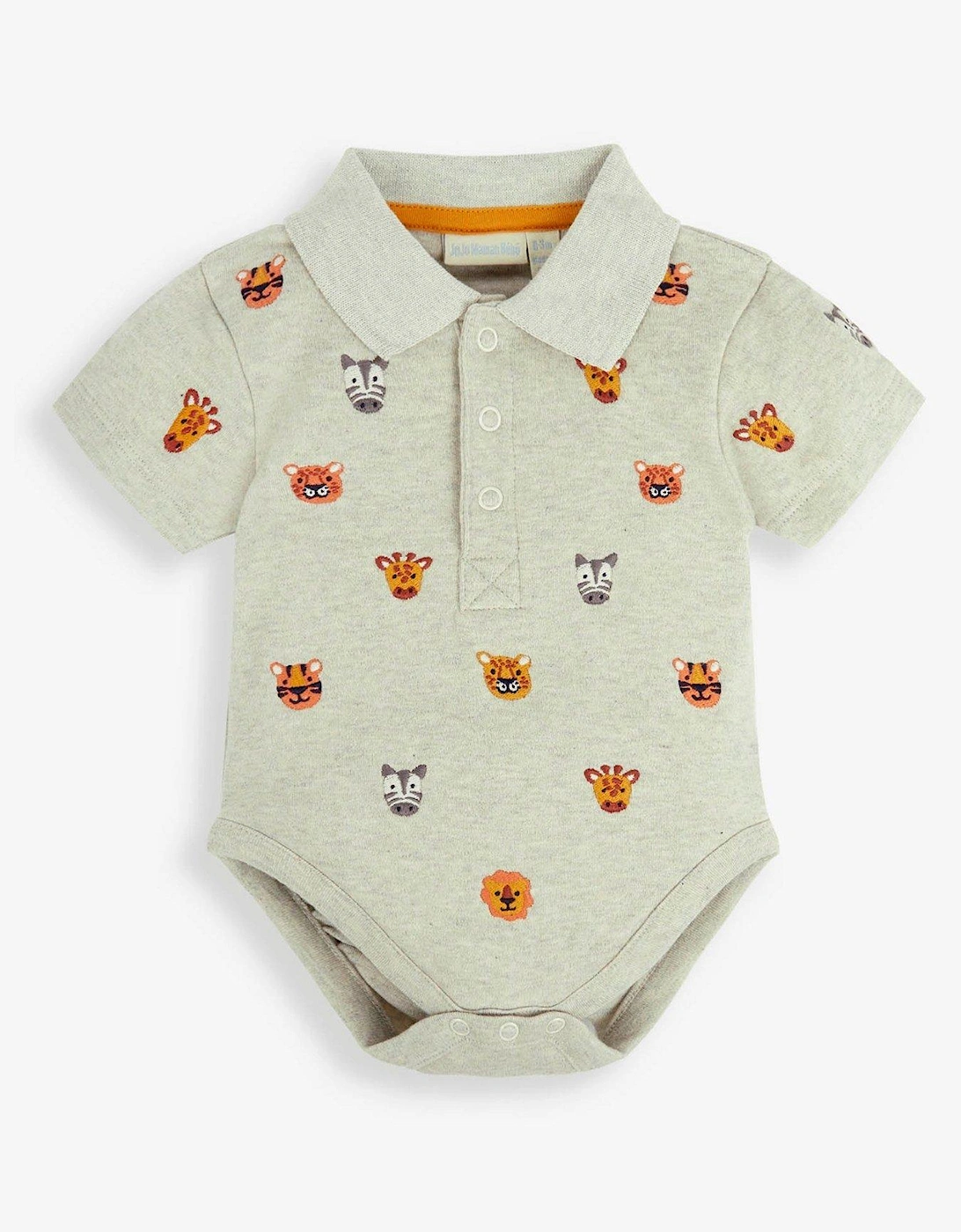 Boys Safari Animals Embroidered Polo Shirt Body - Beige, 2 of 1