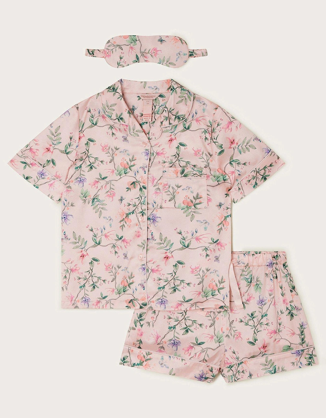 Girls Satin Azalea Short Pyjama Set - Pink, 2 of 1