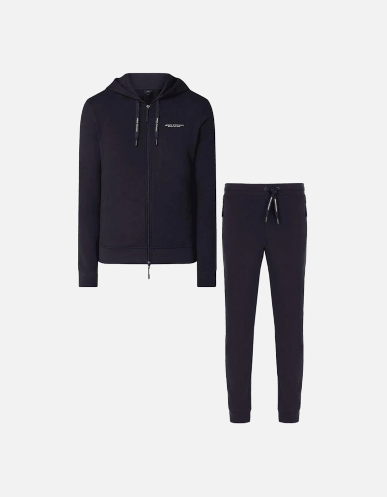 Cotton Full Zip Hooded Navy Tracksuit
