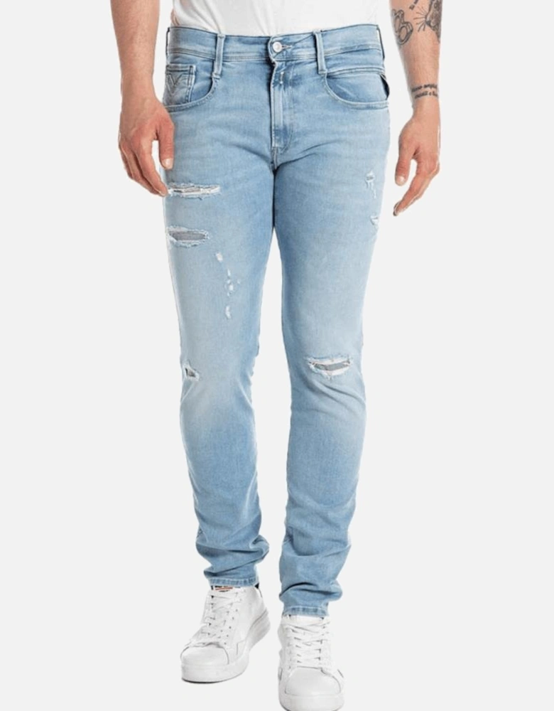 Anbass Distressed Light Wash Slim Fit Jeans
