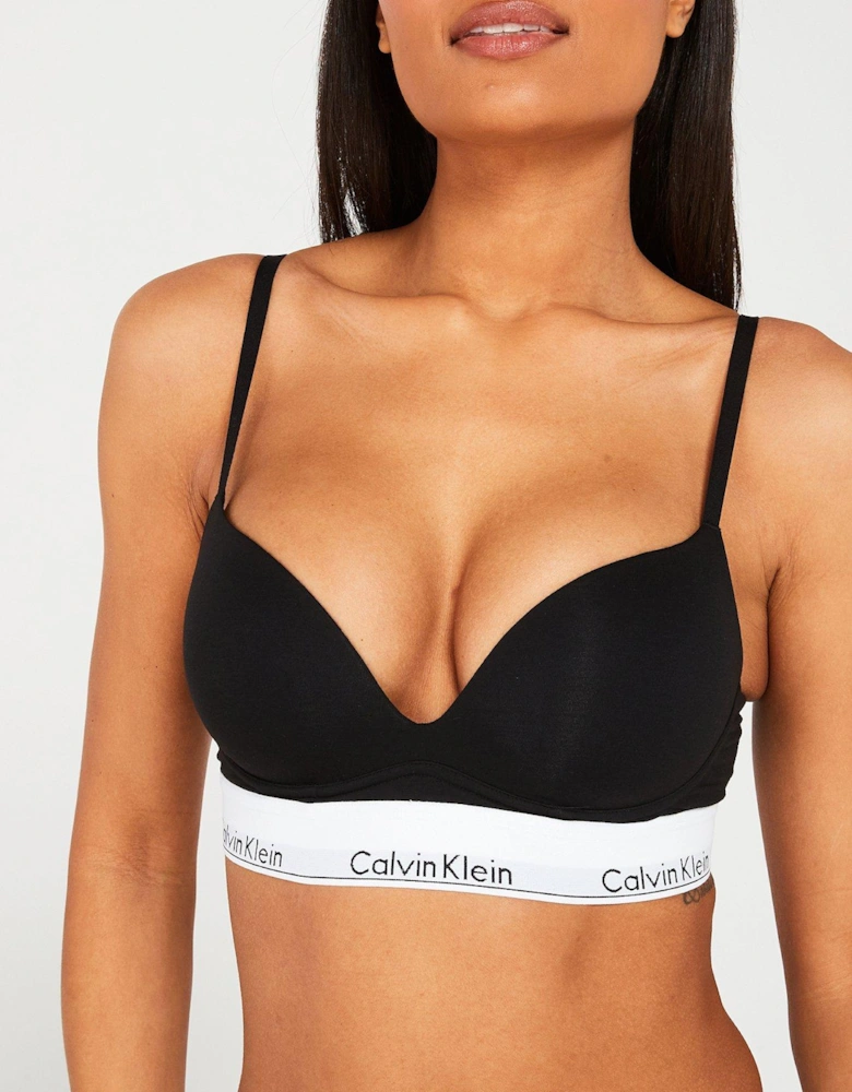 Modern Cotton Plunge Bra - Black