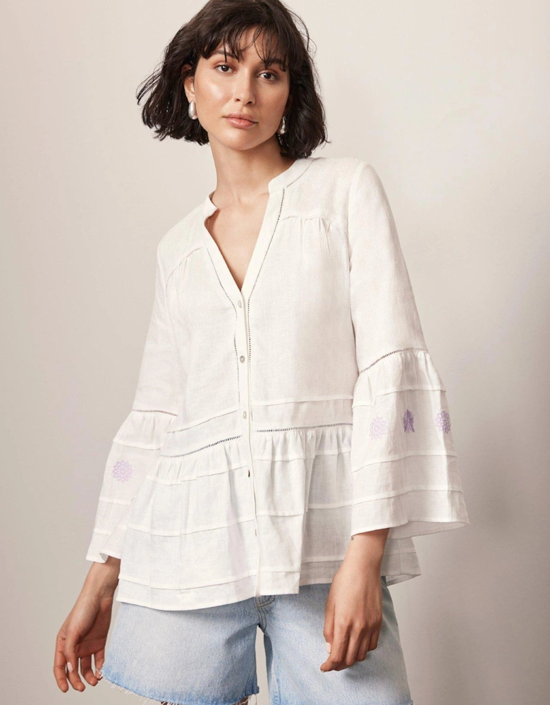 Embroidered Linen Blouse