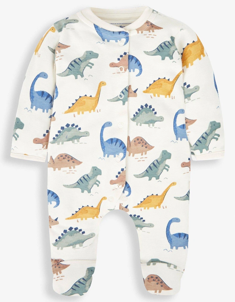 Boys Dinosaur Print Sleepsuit - Cream